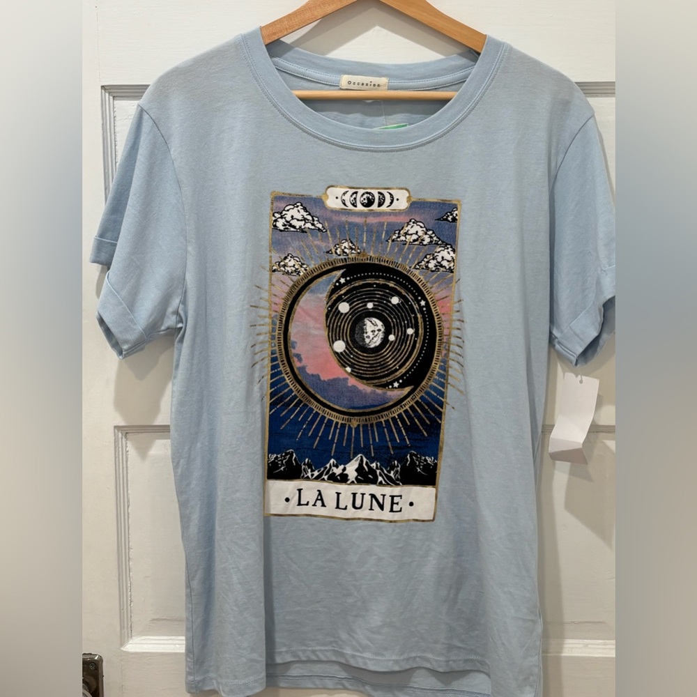 Occasion Light Blue Graphic Tee